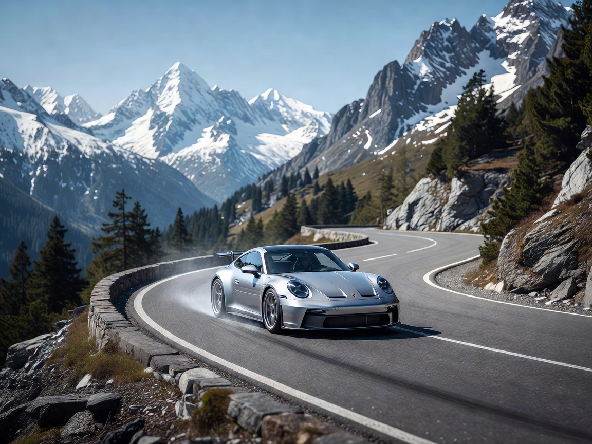 Porsche GT3 on European Alpine Road